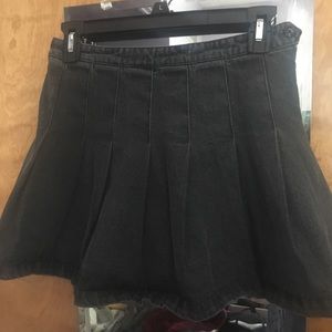 dark wash denim pleated skirt